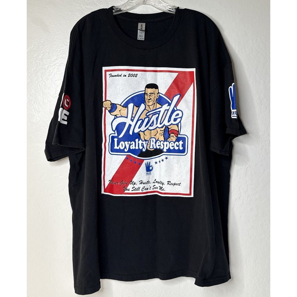 John Cena Never Give Up WWE Black Tee Big & Tall Wrestling Y2K Size 3XL Vintage